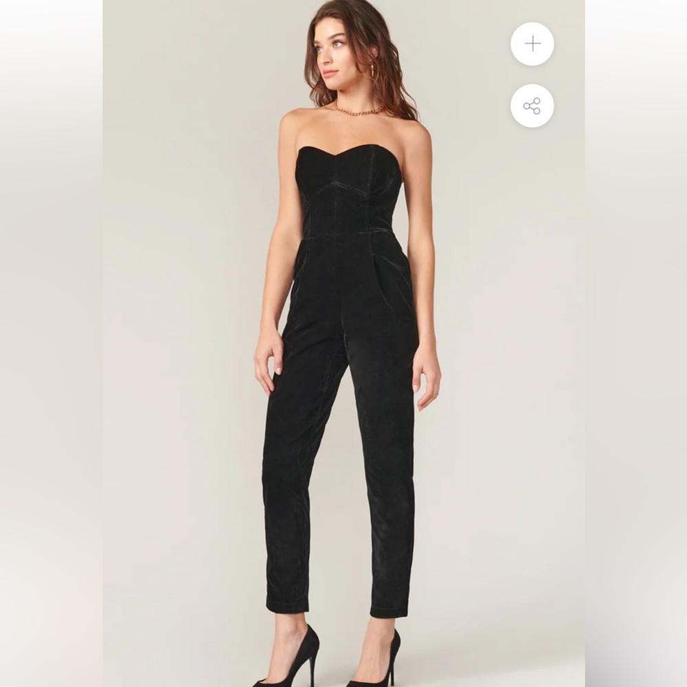 Adelante Rae Burgundy strapless jumpsuit